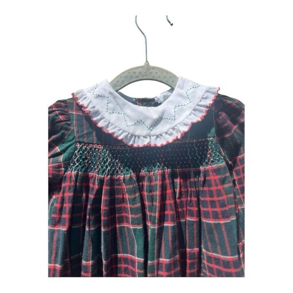Vintage Rosey kids Plaid Romper Baby Girl 18 months Smocked  Embroidered Holiday - Picture 2 of 6